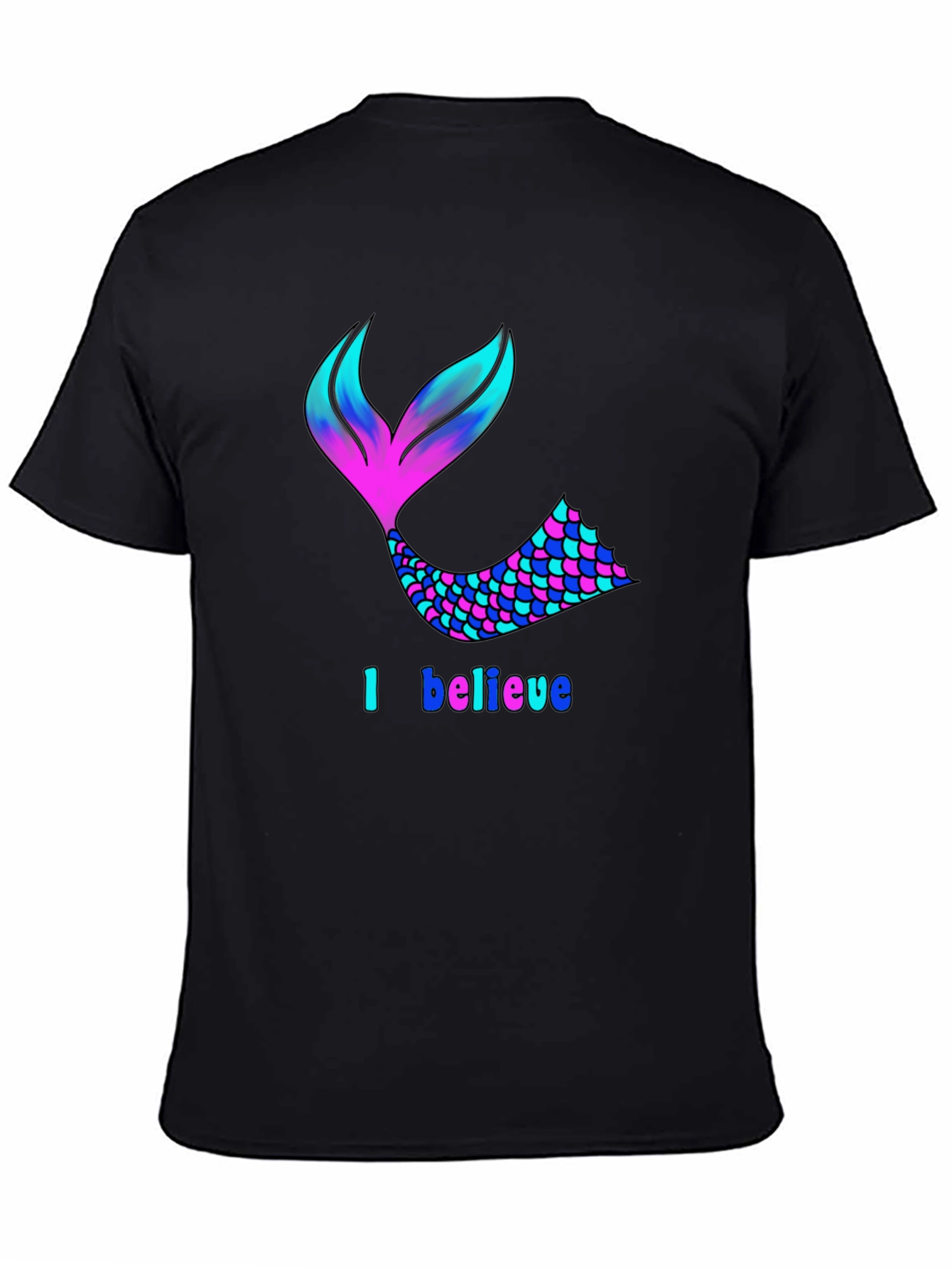Mermaid Tail I Believe Black T-Shirt