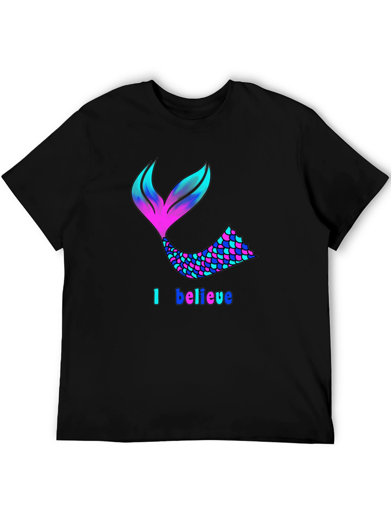 Mermaid Tail I Believe Black T-Shirt