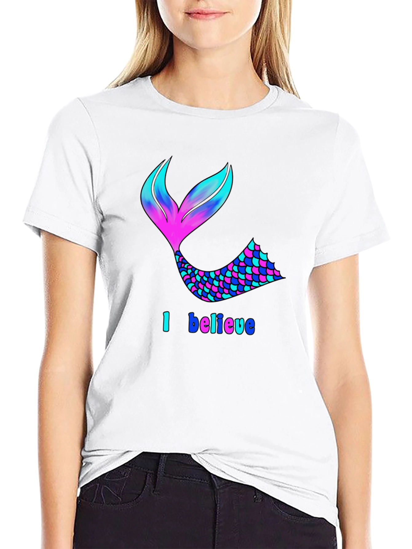 Mermaid Tail I Believe Black T-Shirt
