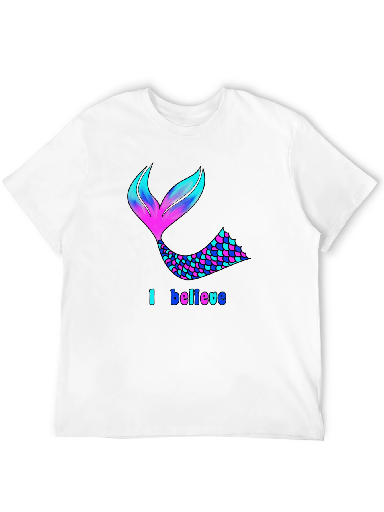 Mermaid Tail I Believe Black T-Shirt