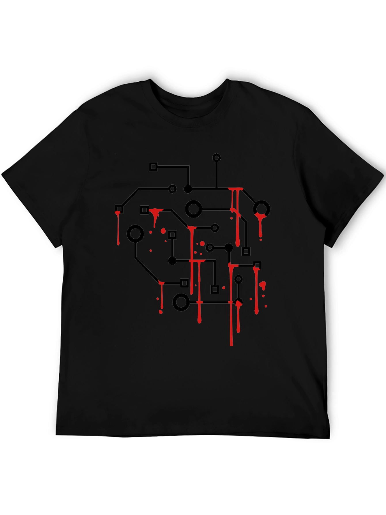 Circuit Board Bleed T-Shirt - Black Graphic Tee
