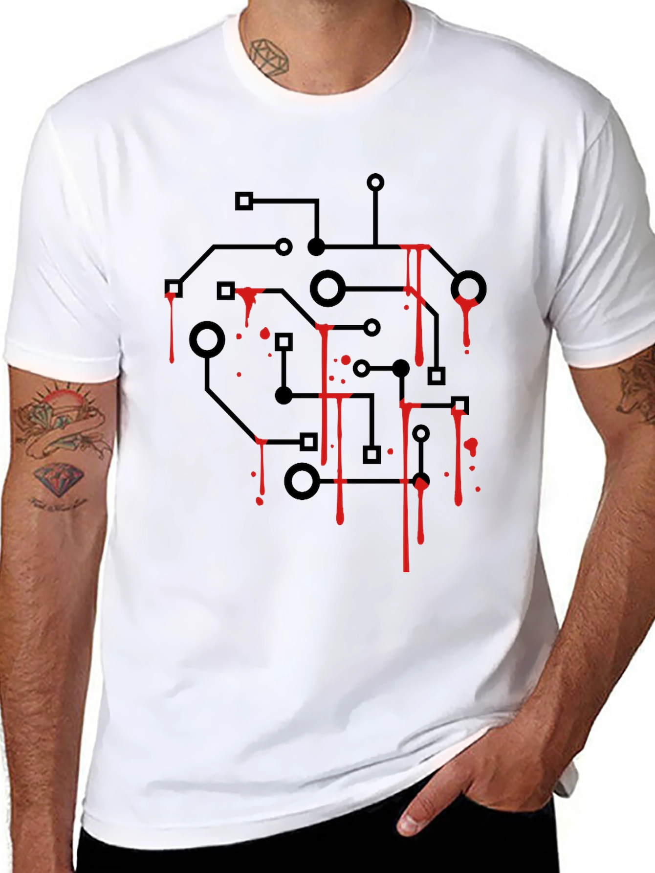 Circuit Board Bleed T-Shirt - Black Graphic Tee