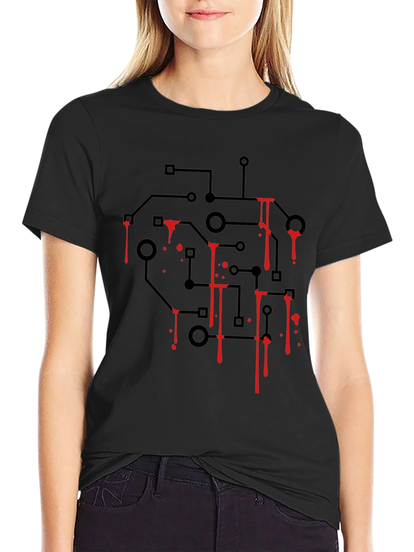 Circuit Board Bleed T-Shirt - Black Graphic Tee
