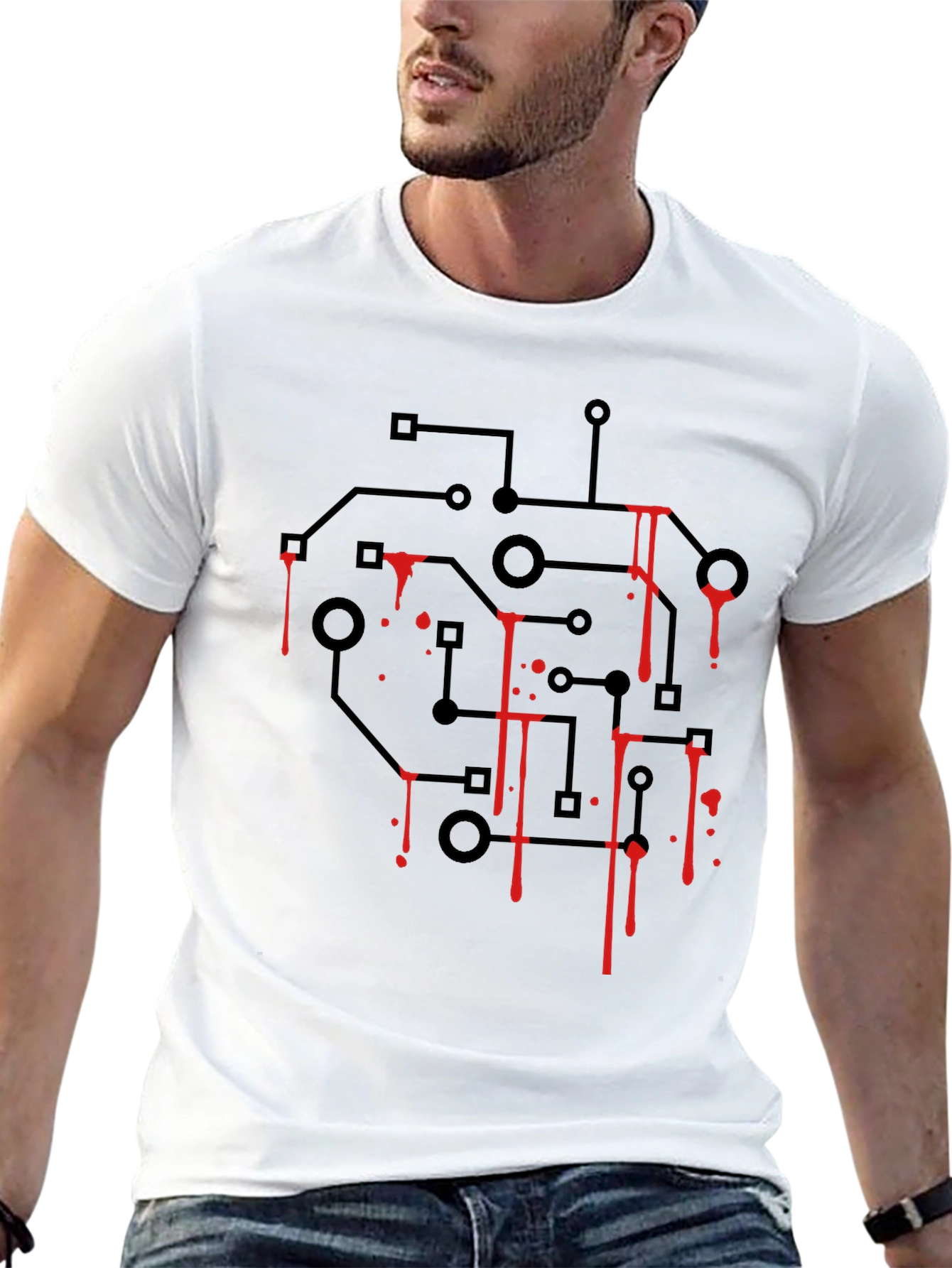 Circuit Board Bleed T-Shirt - Black Graphic Tee