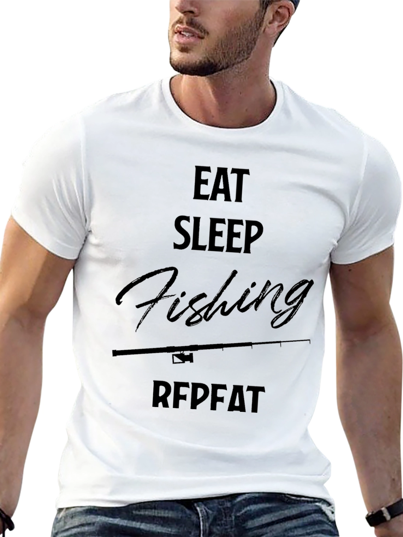Eat Sleep Fishing Repeat Black Graphic Tee