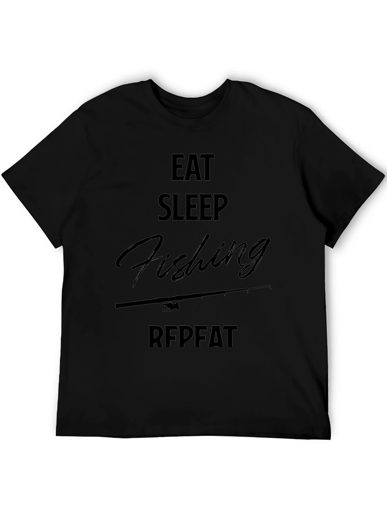 Eat Sleep Fishing Repeat Black Graphic Tee