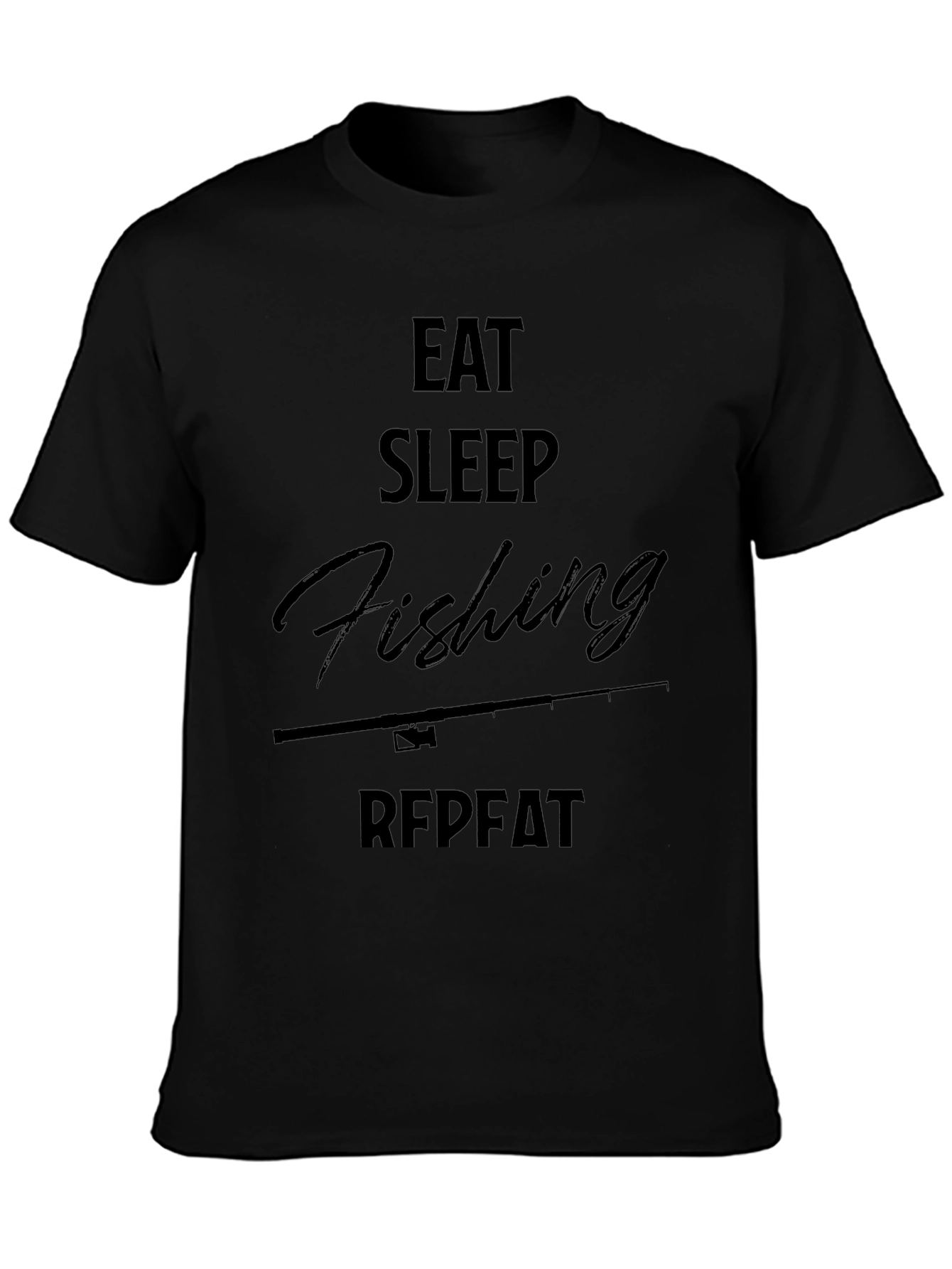 Eat Sleep Fishing Repeat Black Graphic Tee