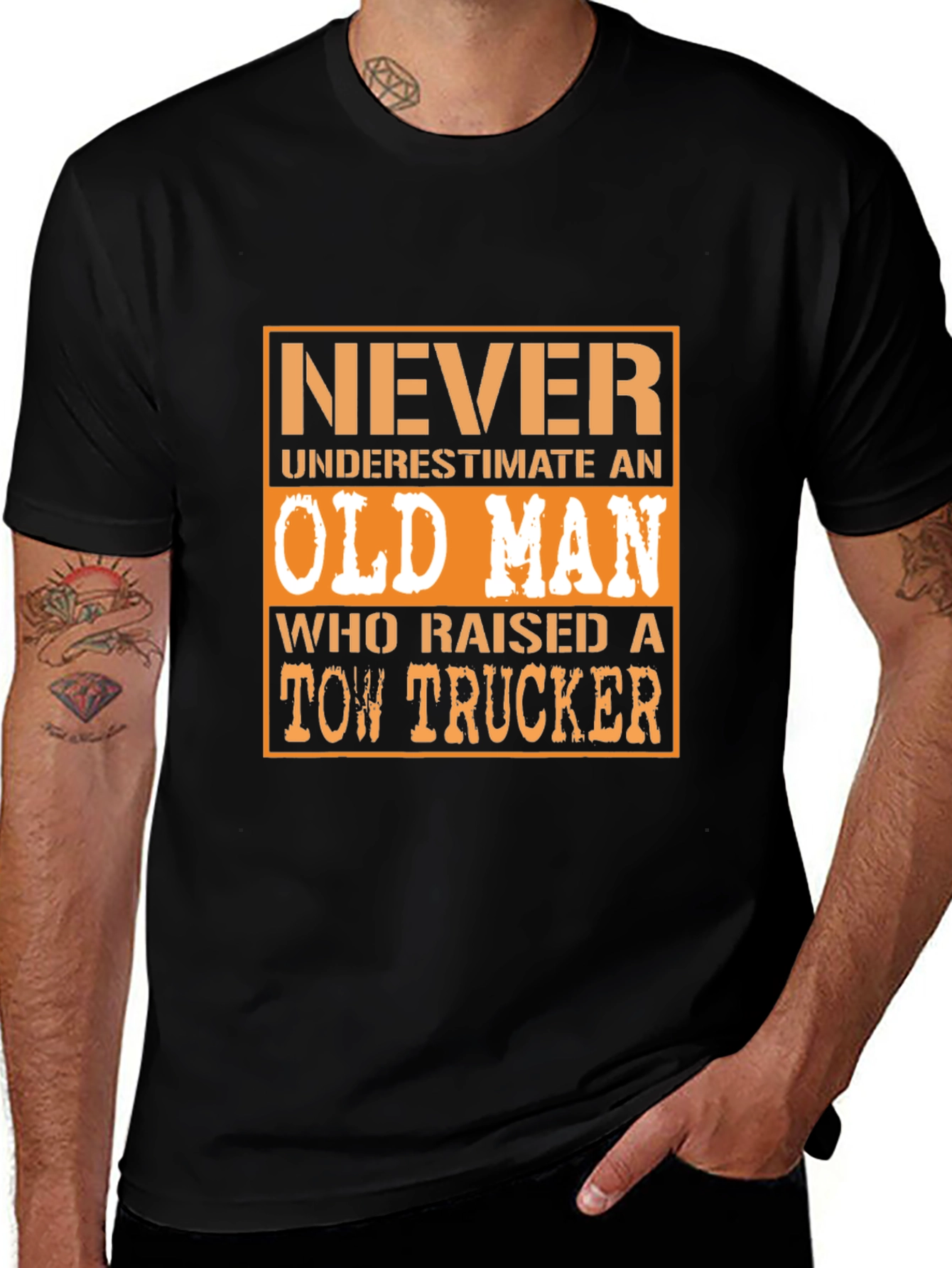Never Underestimate Old Man Tow Trucker T-Shirt