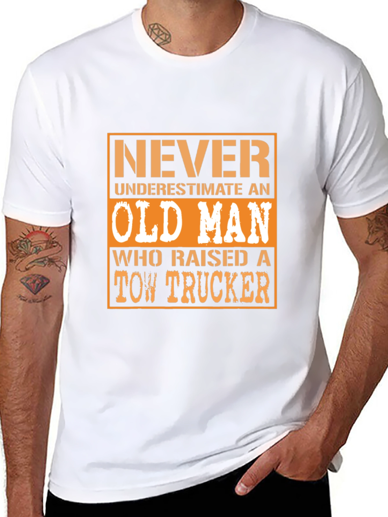 Never Underestimate Old Man Tow Trucker T-Shirt