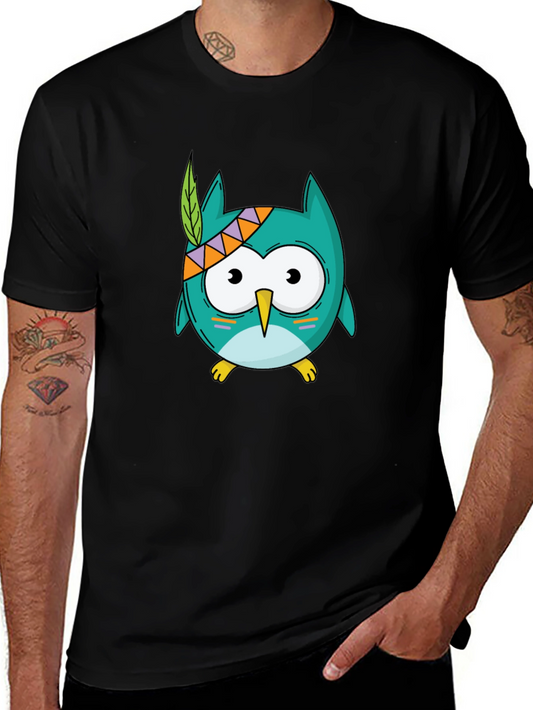 Cartoon Owl Graphic Tee - Unisex Black T-Shirt