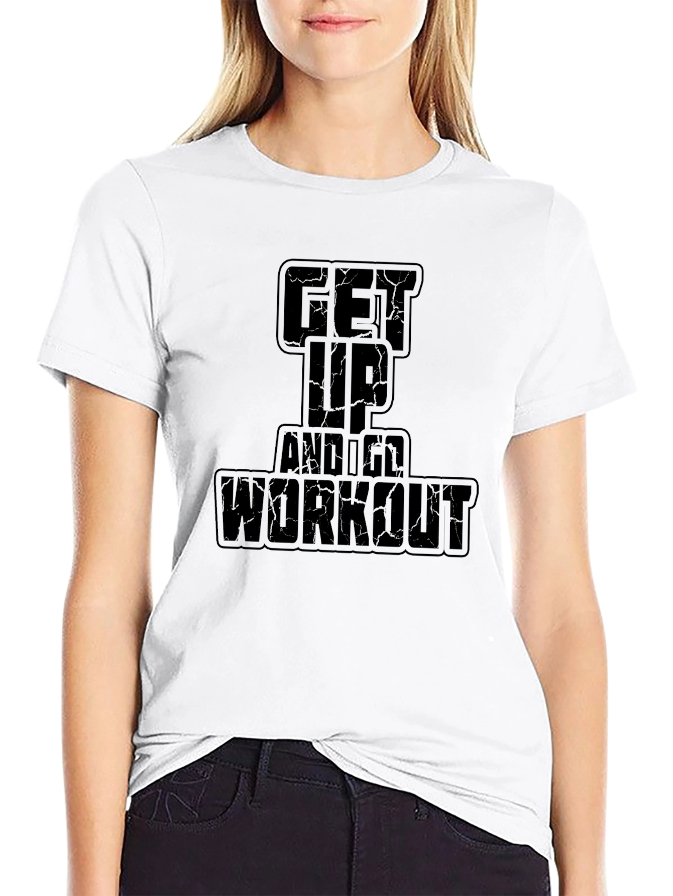 Get Up and Workout Black Graphic Tee