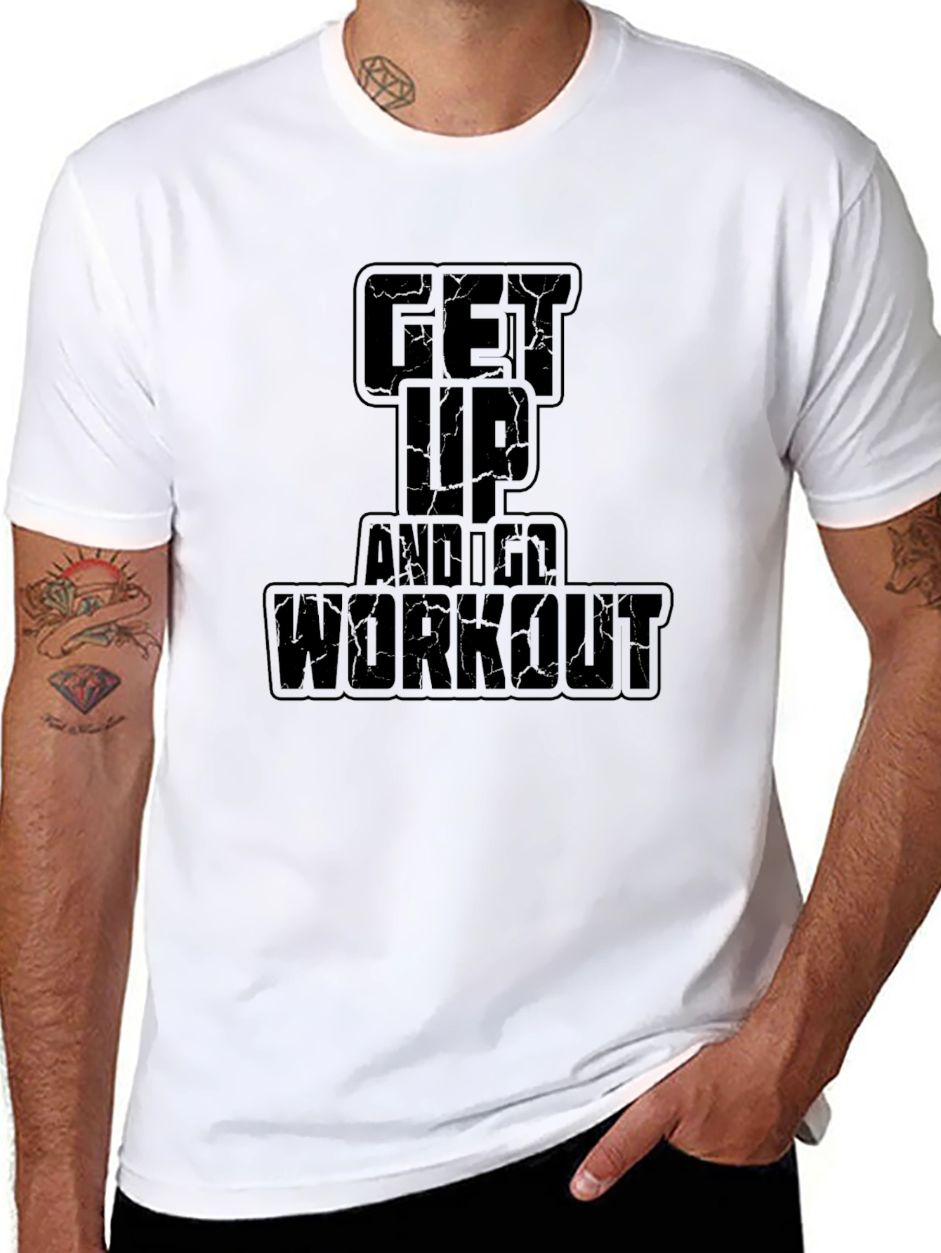 Get Up and Workout Black Graphic Tee