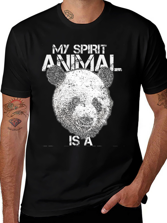 Panda Spirit Animal Black Graphic T-Shirt