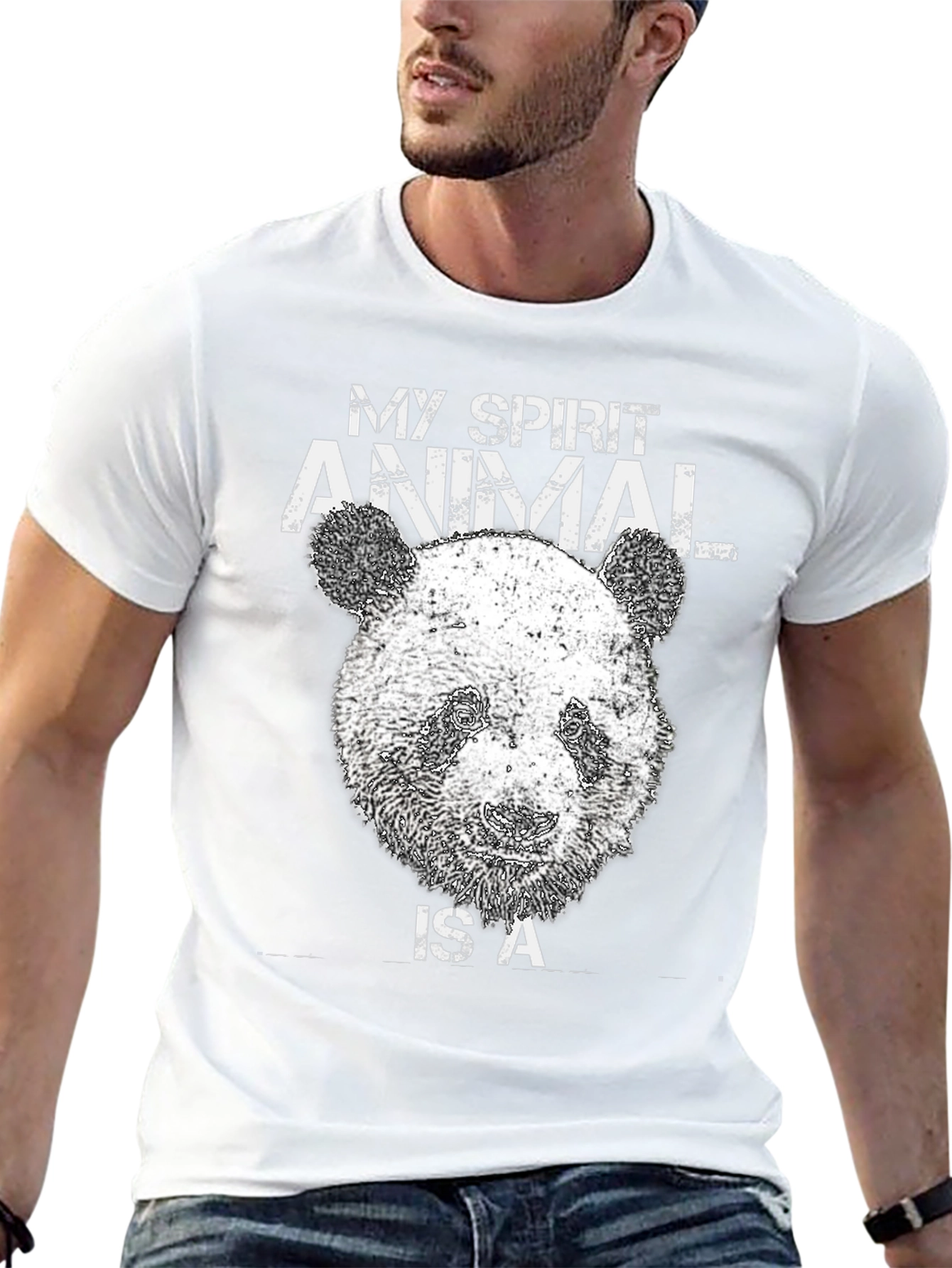 Panda Spirit Animal Black Graphic T-Shirt