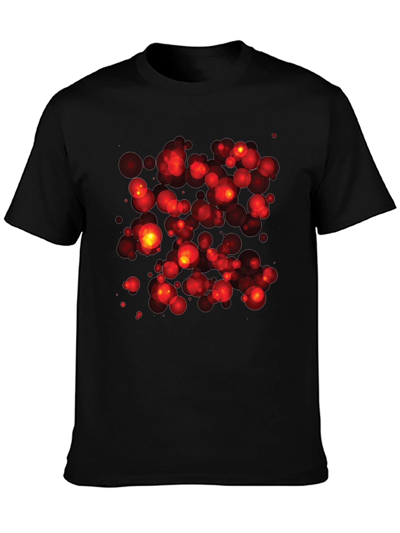 Abstract Red Bubbles Graphic Print Black T-Shirt
