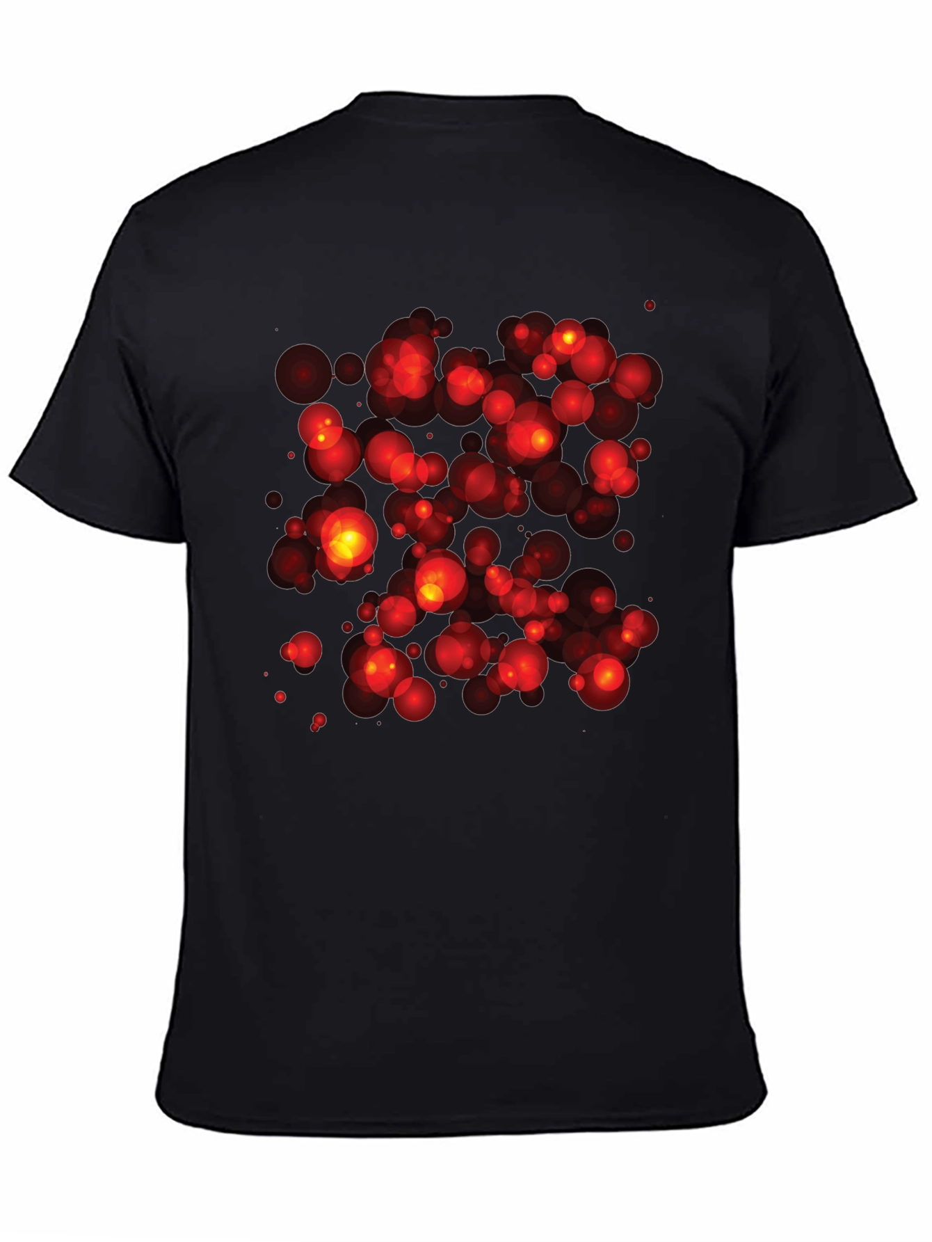 Abstract Red Bubbles Graphic Print Black T-Shirt
