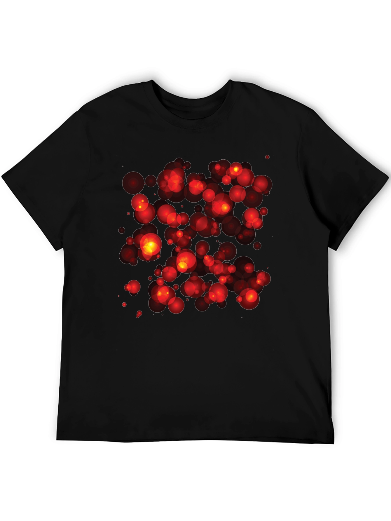 Abstract Red Bubbles Graphic Print Black T-Shirt