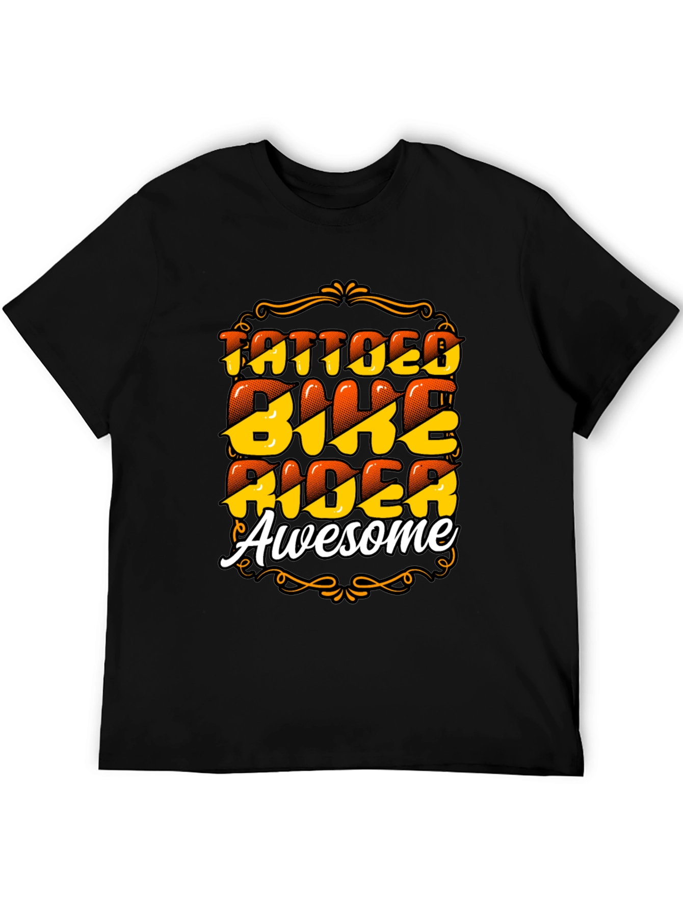 Tattooed Biker Awesome Black T-Shirt
