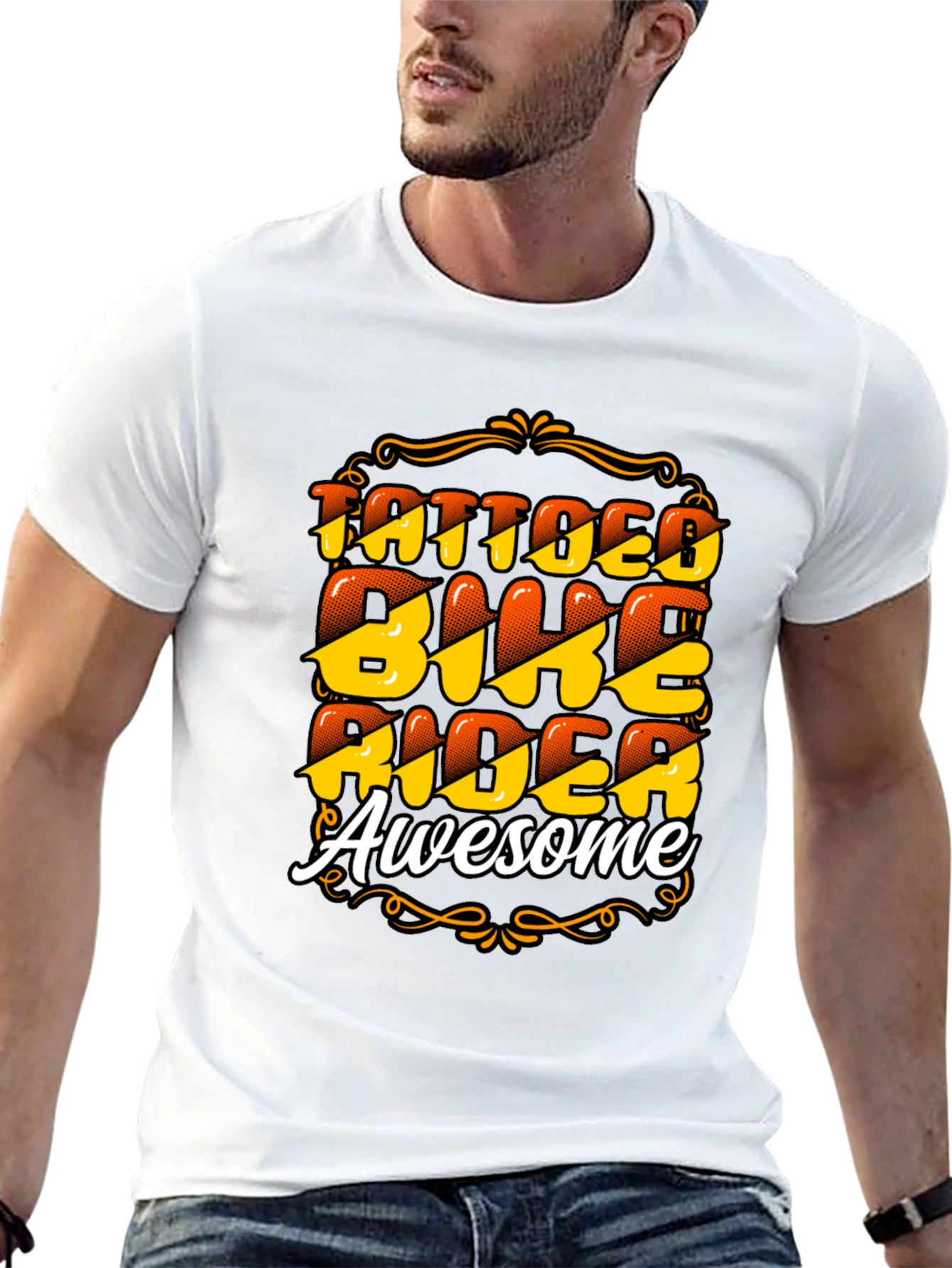 Tattooed Biker Awesome Black T-Shirt