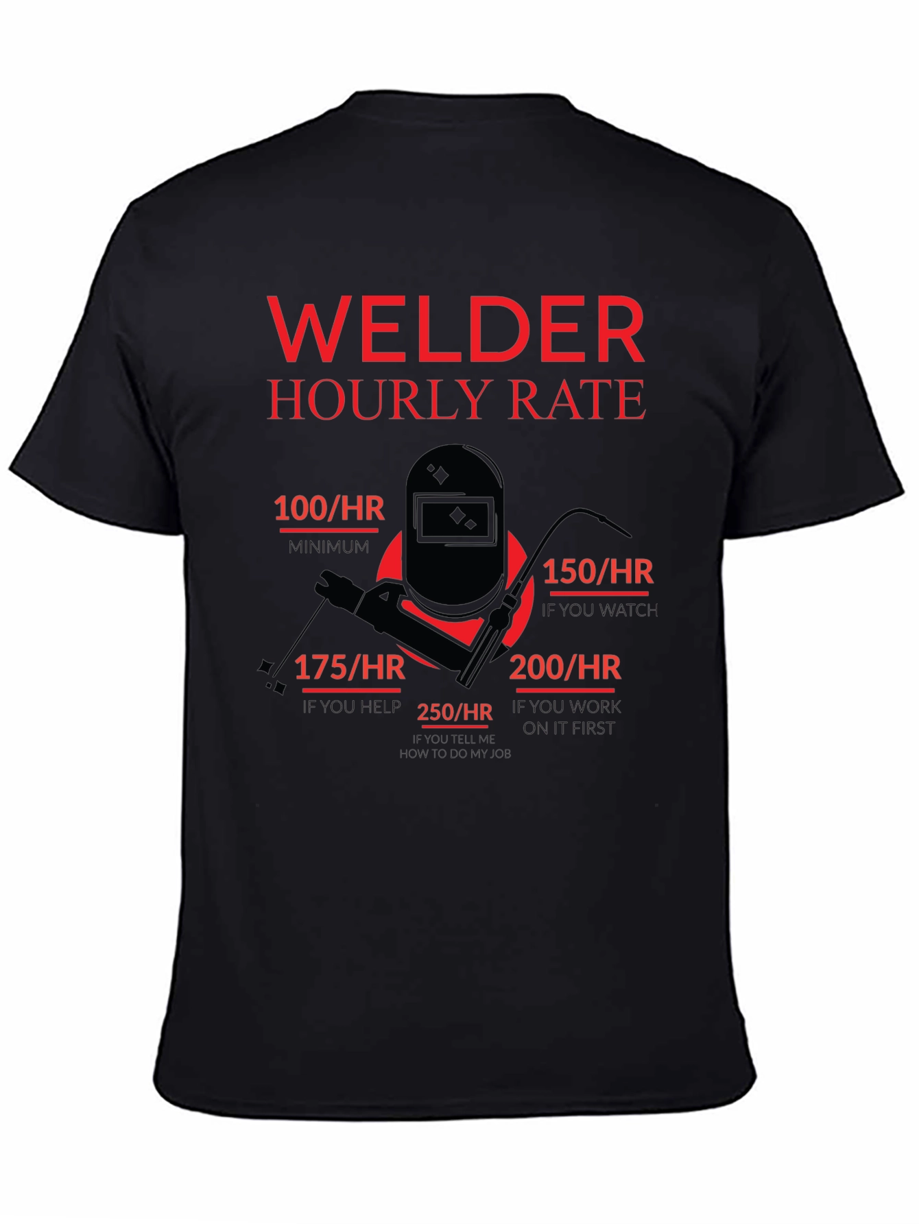Welder Hourly Rate Funny Black T-Shirt