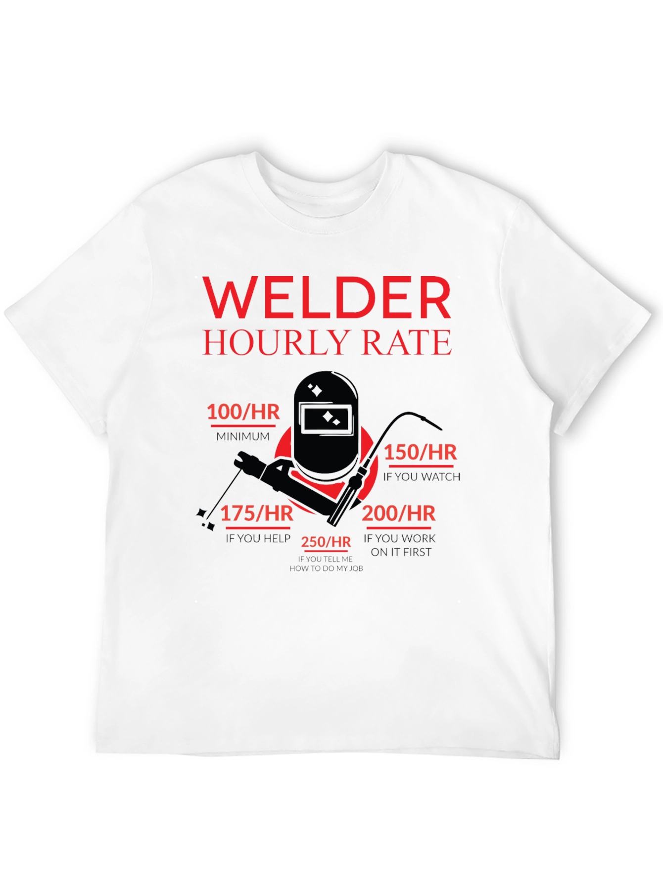 Welder Hourly Rate Funny Black T-Shirt