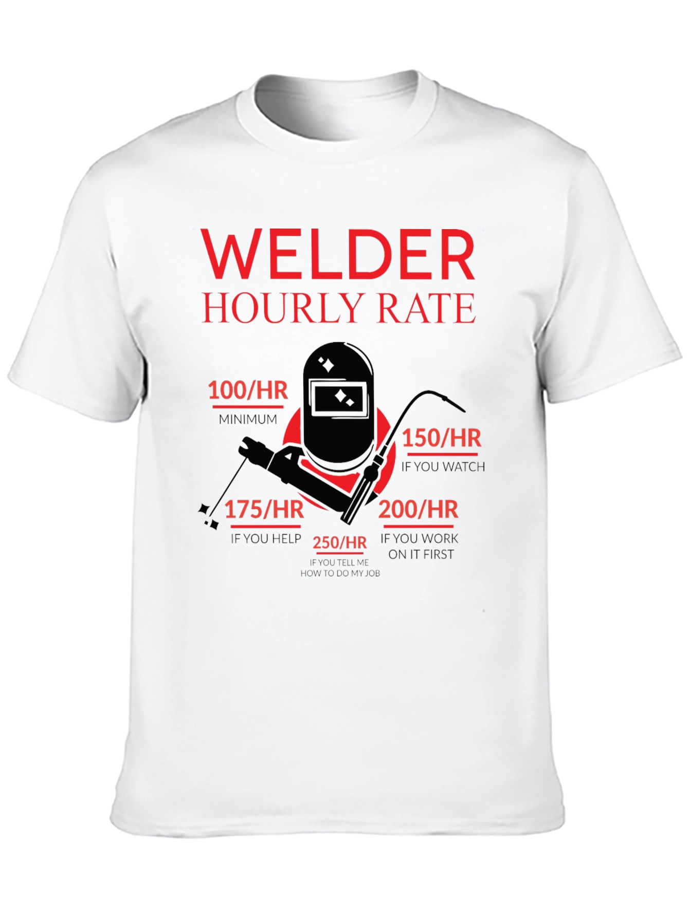 Welder Hourly Rate Funny Black T-Shirt