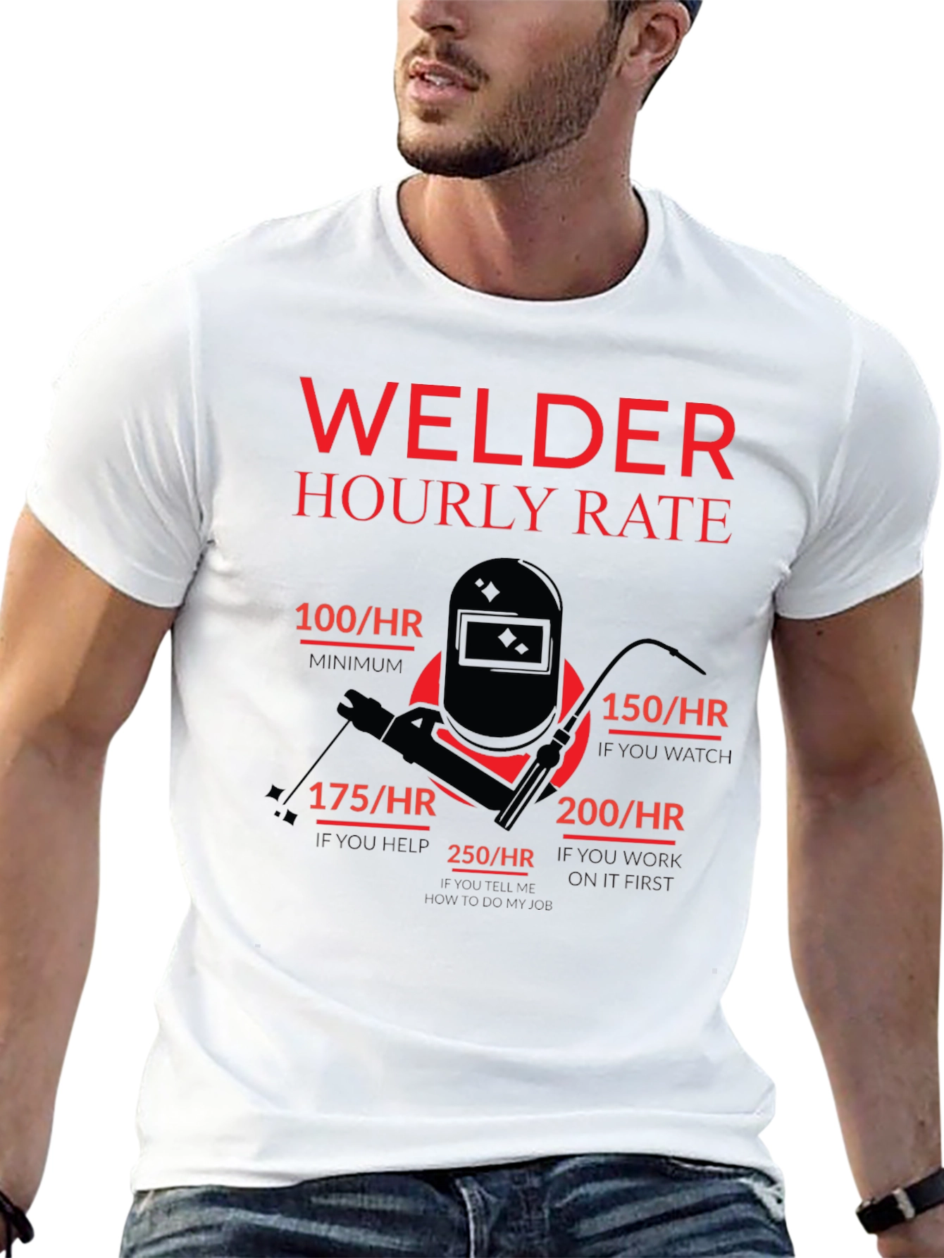 Welder Hourly Rate Funny Black T-Shirt