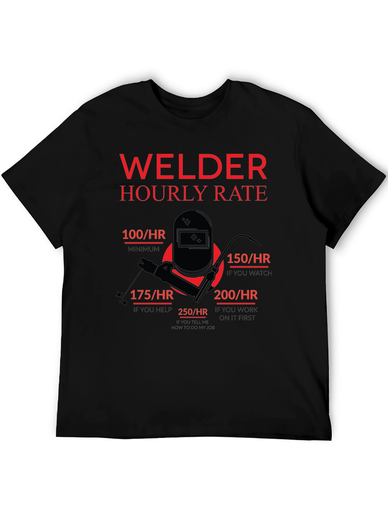 Welder Hourly Rate Funny Black T-Shirt