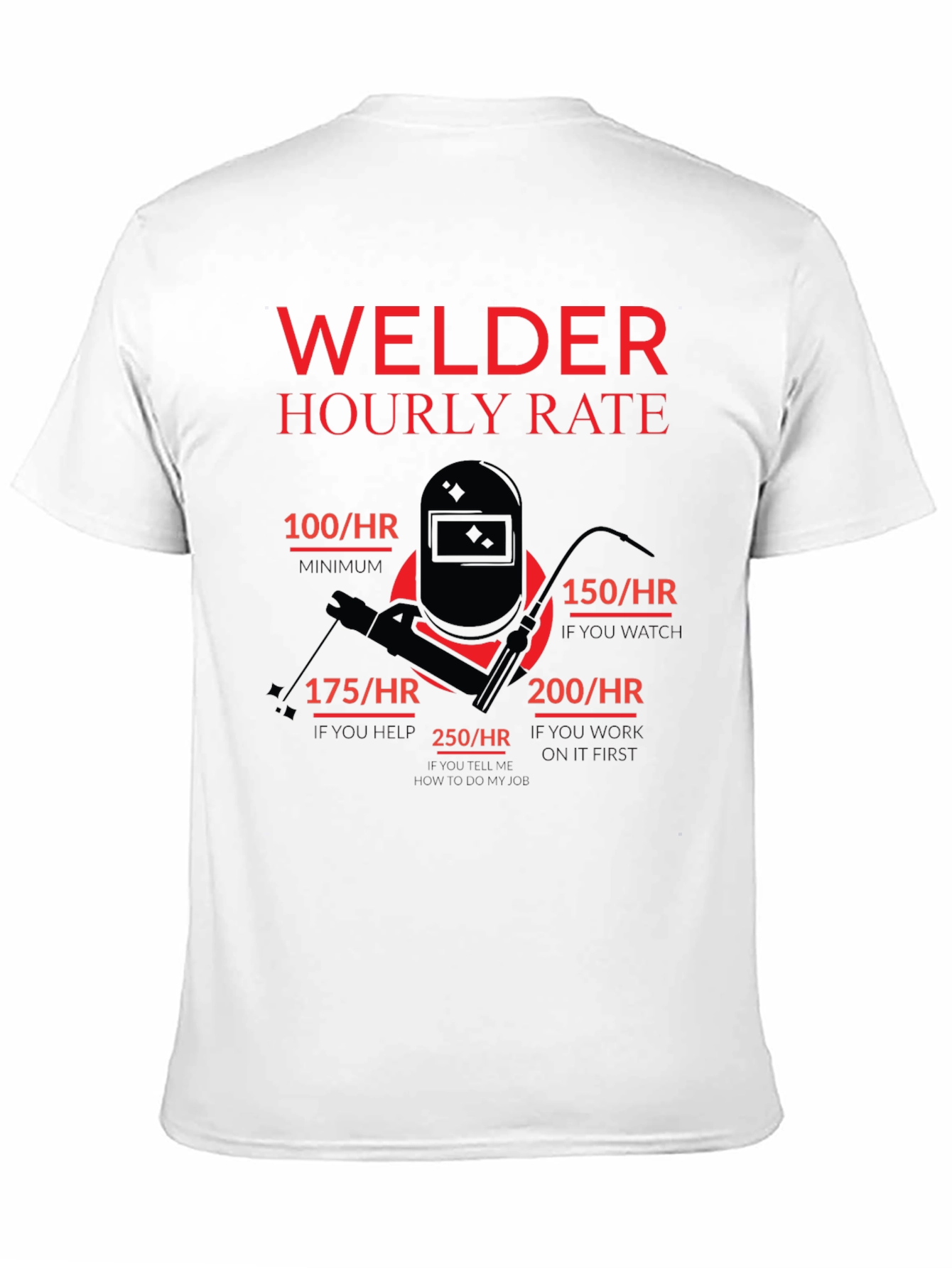 Welder Hourly Rate Funny Black T-Shirt