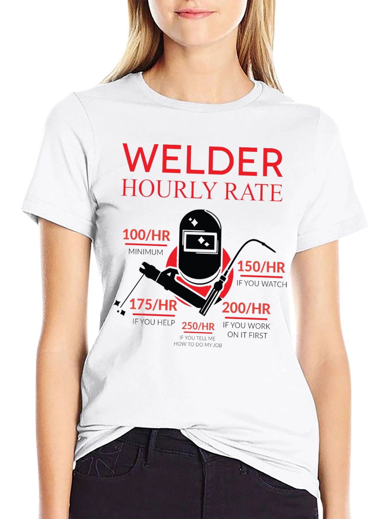 Welder Hourly Rate Funny Black T-Shirt