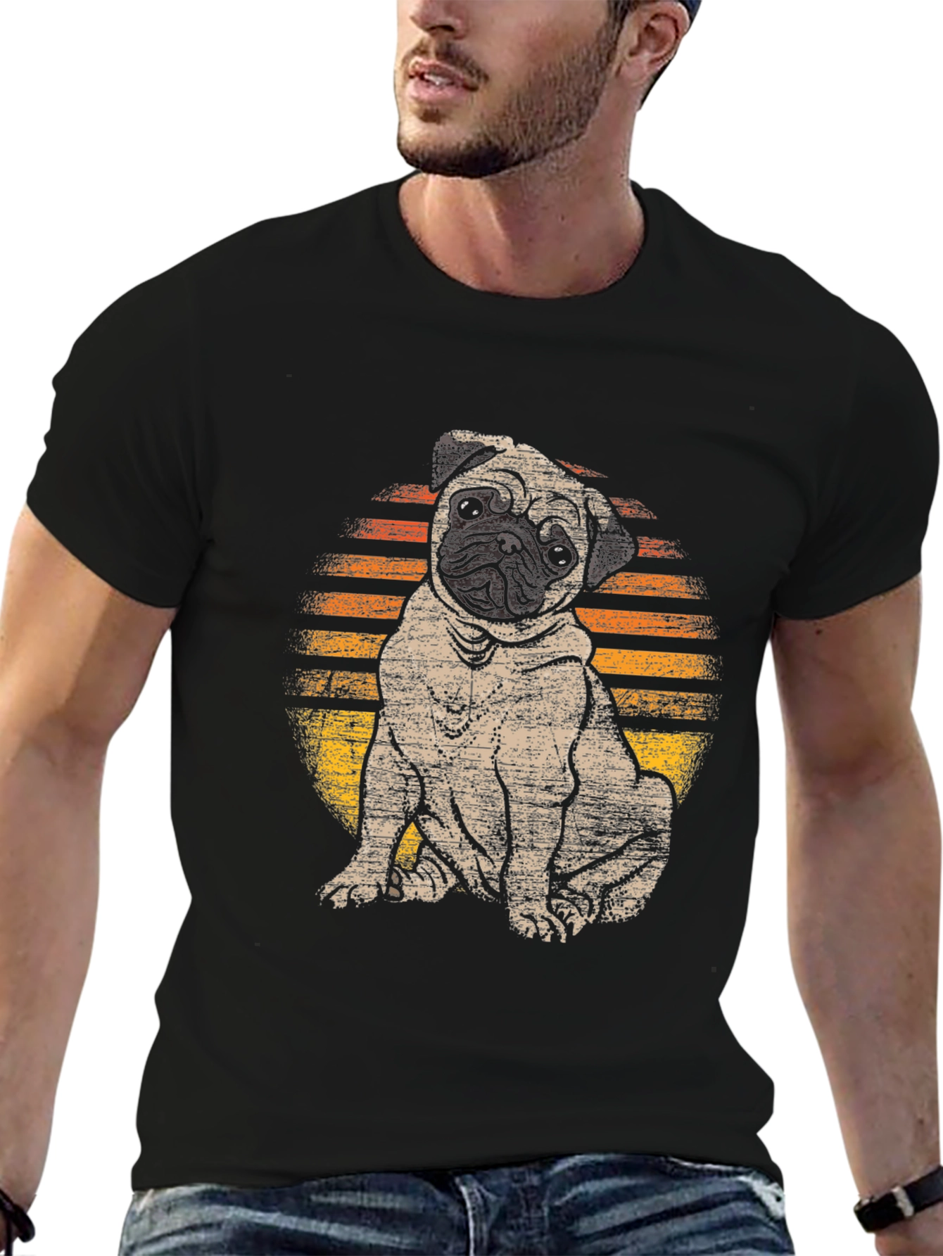 Pug Sunset T-Shirt - Cute Dog Graphic Tee