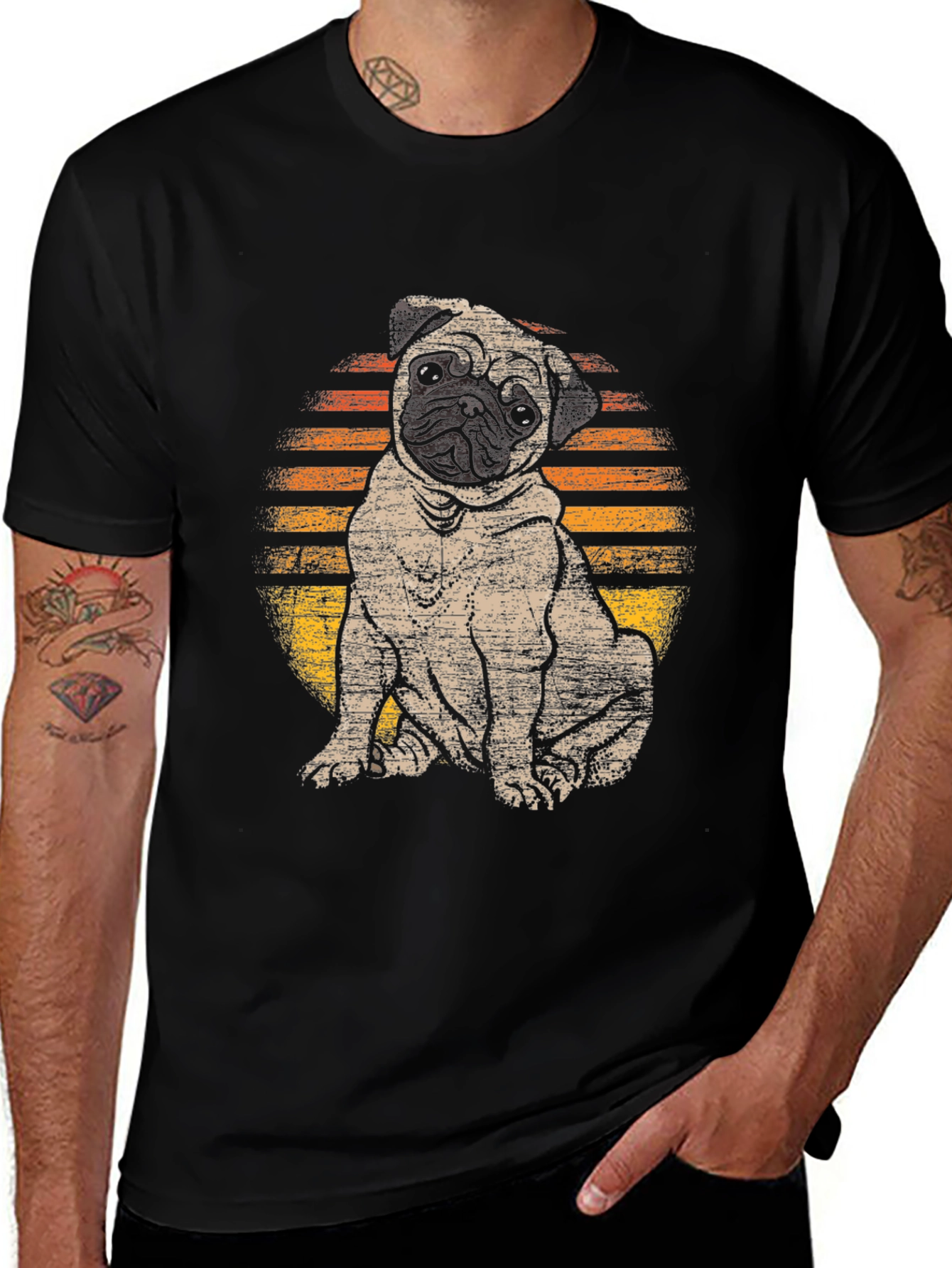 Pug Sunset T-Shirt - Cute Dog Graphic Tee