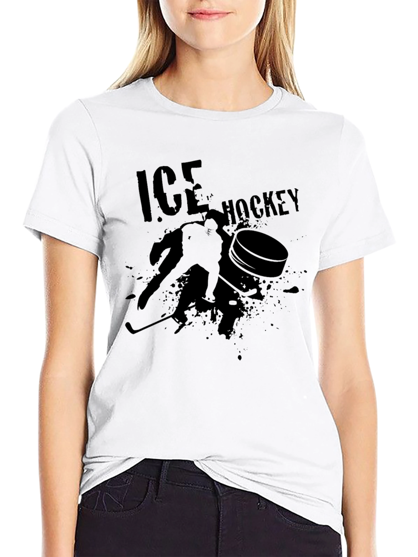 Ice Hockey Graphic Tee - Black