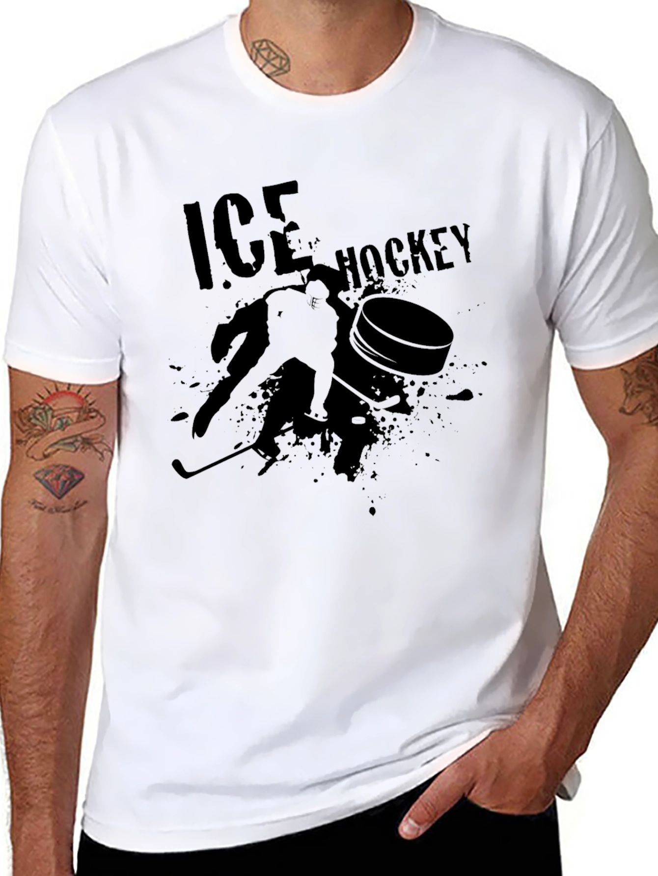 Ice Hockey Graphic Tee - Black