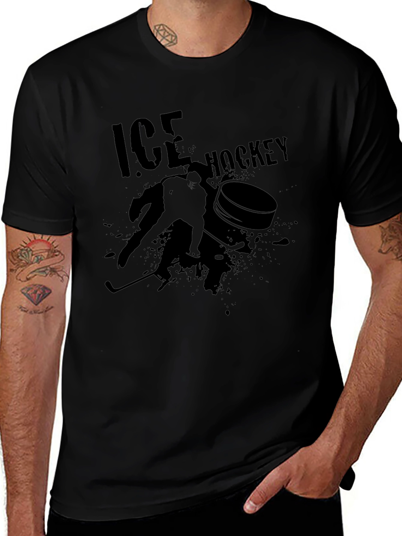 Ice Hockey Graphic Tee - Black