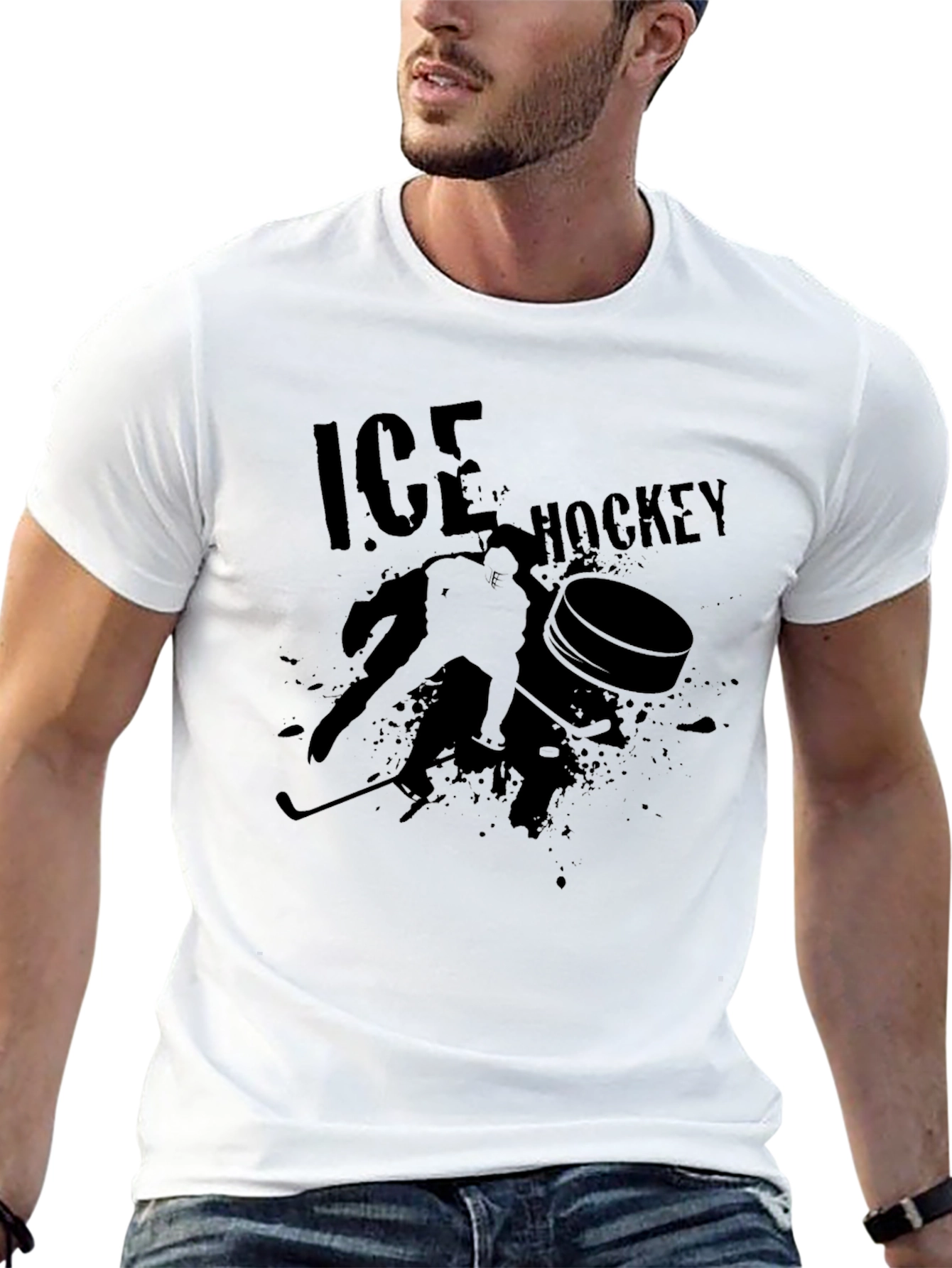 Ice Hockey Graphic Tee - Black