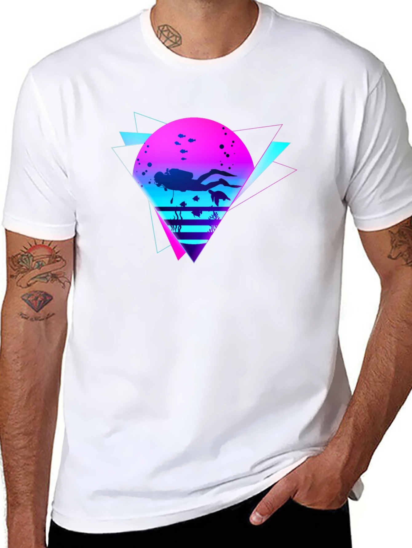 Retro Diver Graphic Tee - Black