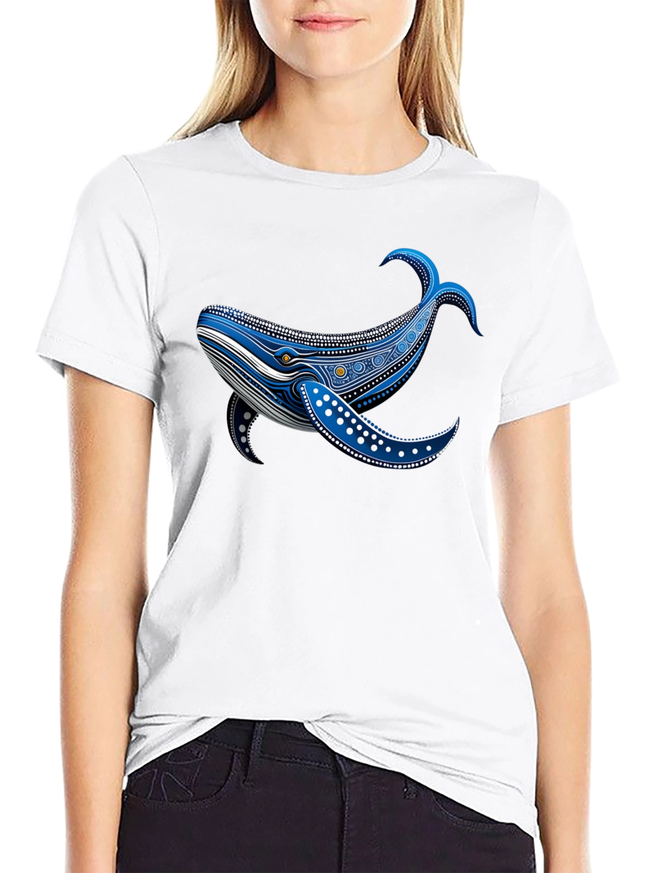 Whale Print Black T-Shirt - Unique Design