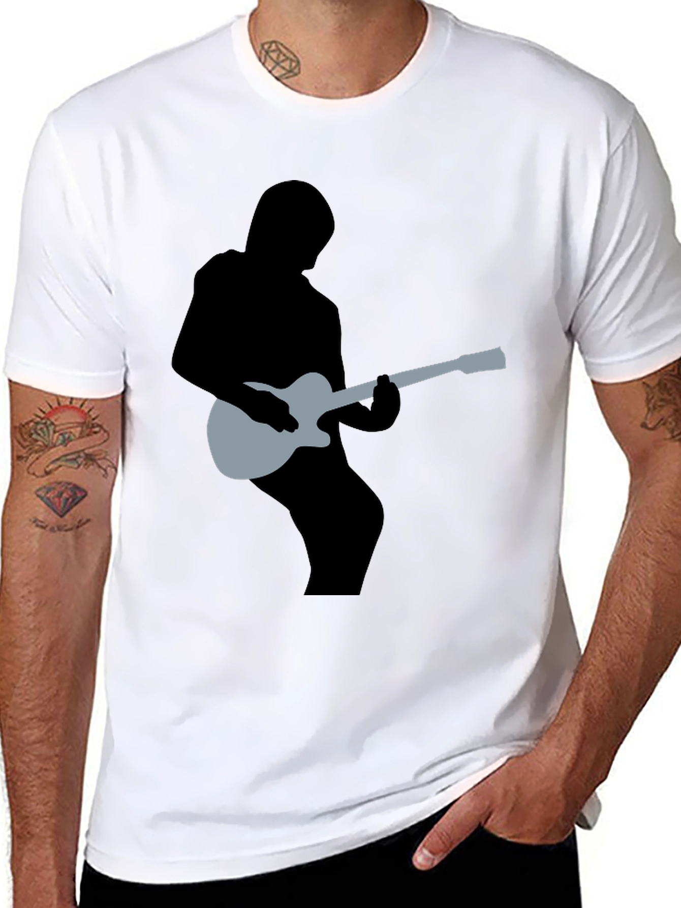 Guitar Silhouette Graphic Tee - Musicians Style