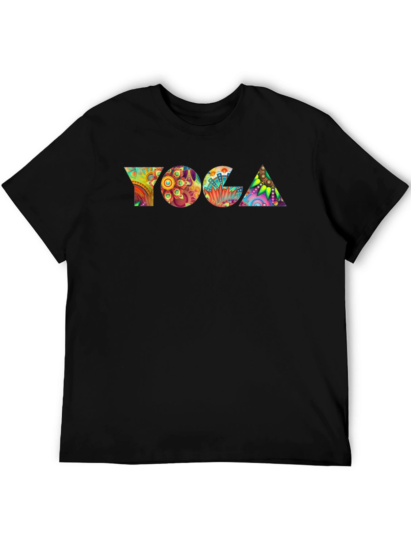 Yoga Mandala Art Print Black T-Shirt