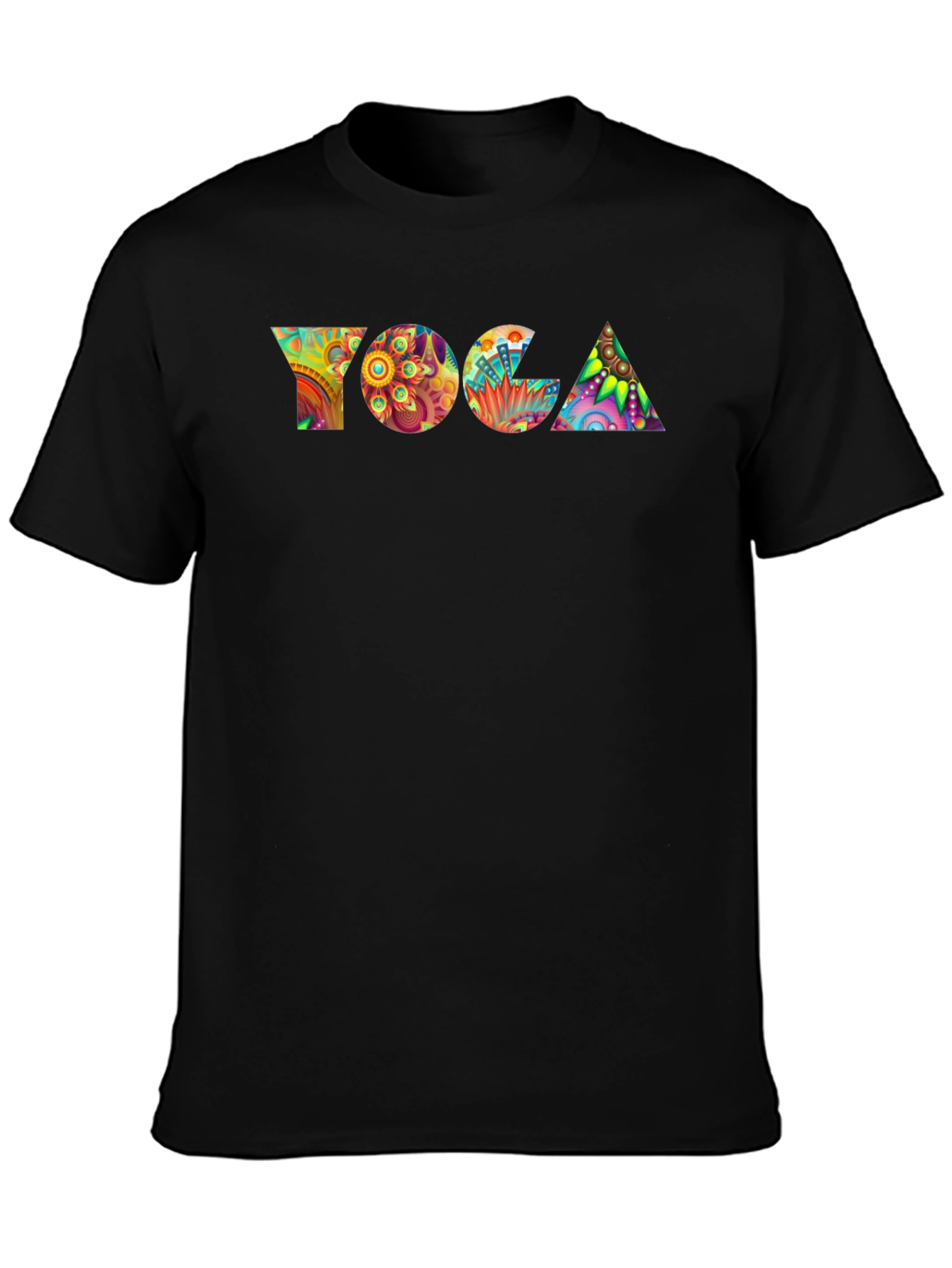 Yoga Mandala Art Print Black T-Shirt