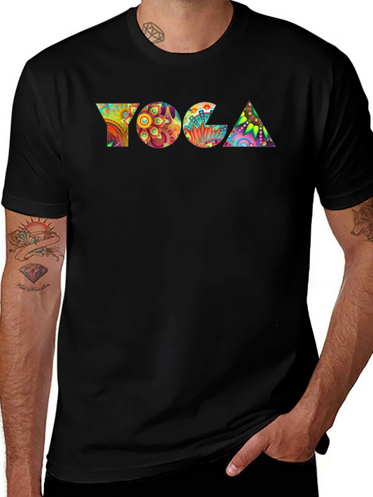 Yoga Mandala Art Print Black T-Shirt