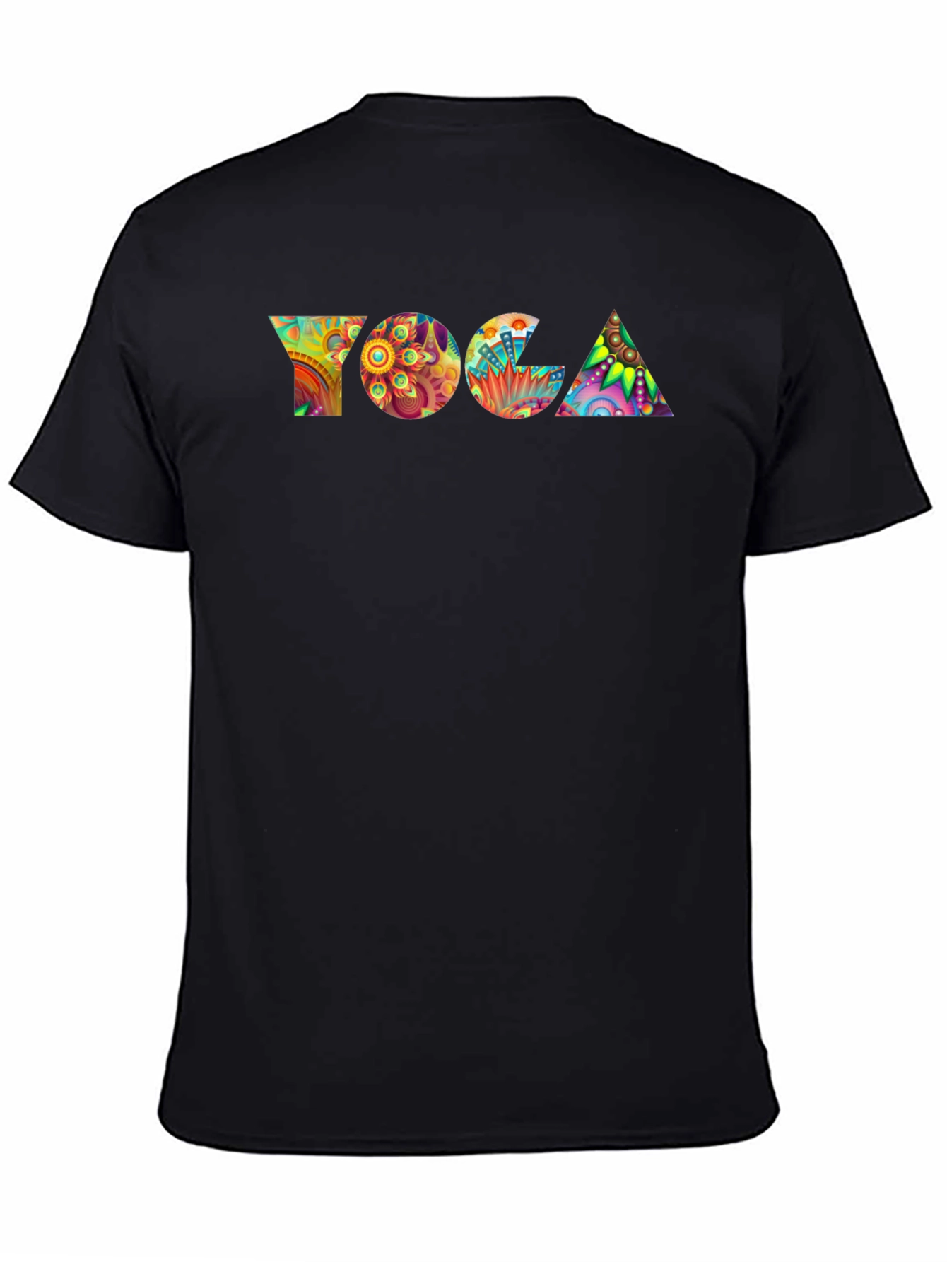 Yoga Mandala Art Print Black T-Shirt