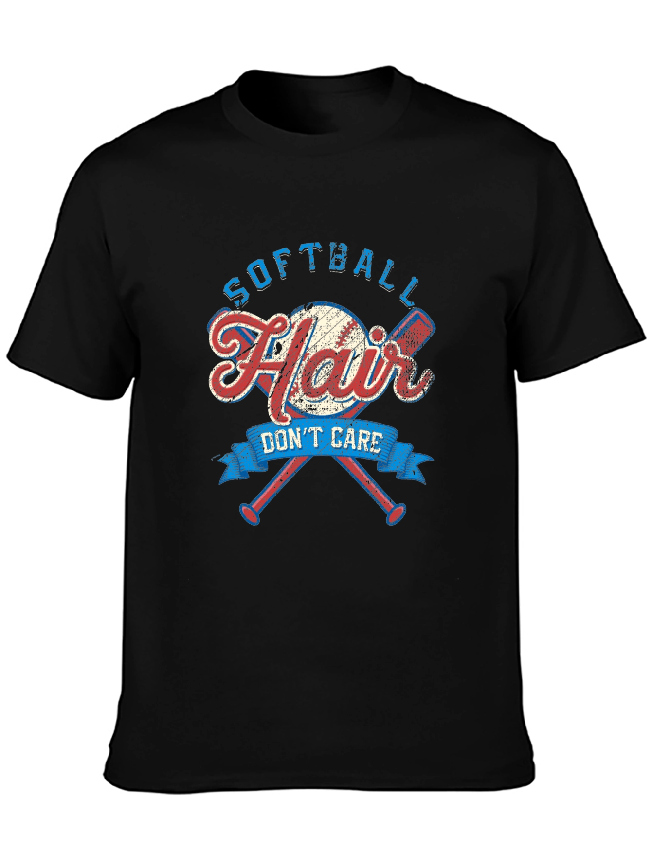 Softball Hair Dont Care Graphic Tee