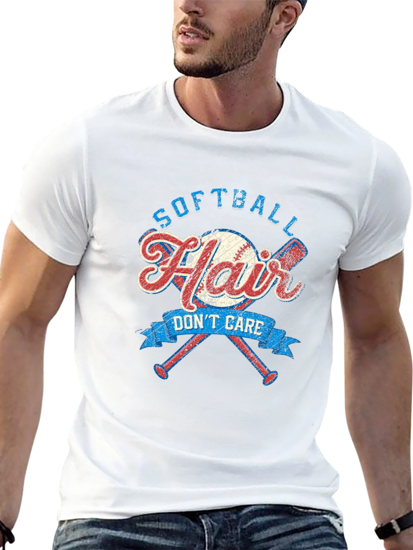 Softball Hair Dont Care Graphic Tee