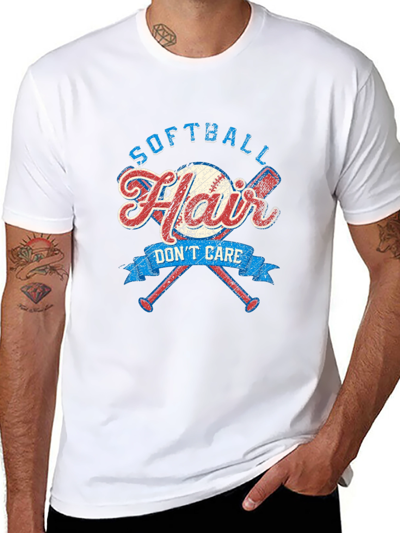 Softball Hair Dont Care Graphic Tee