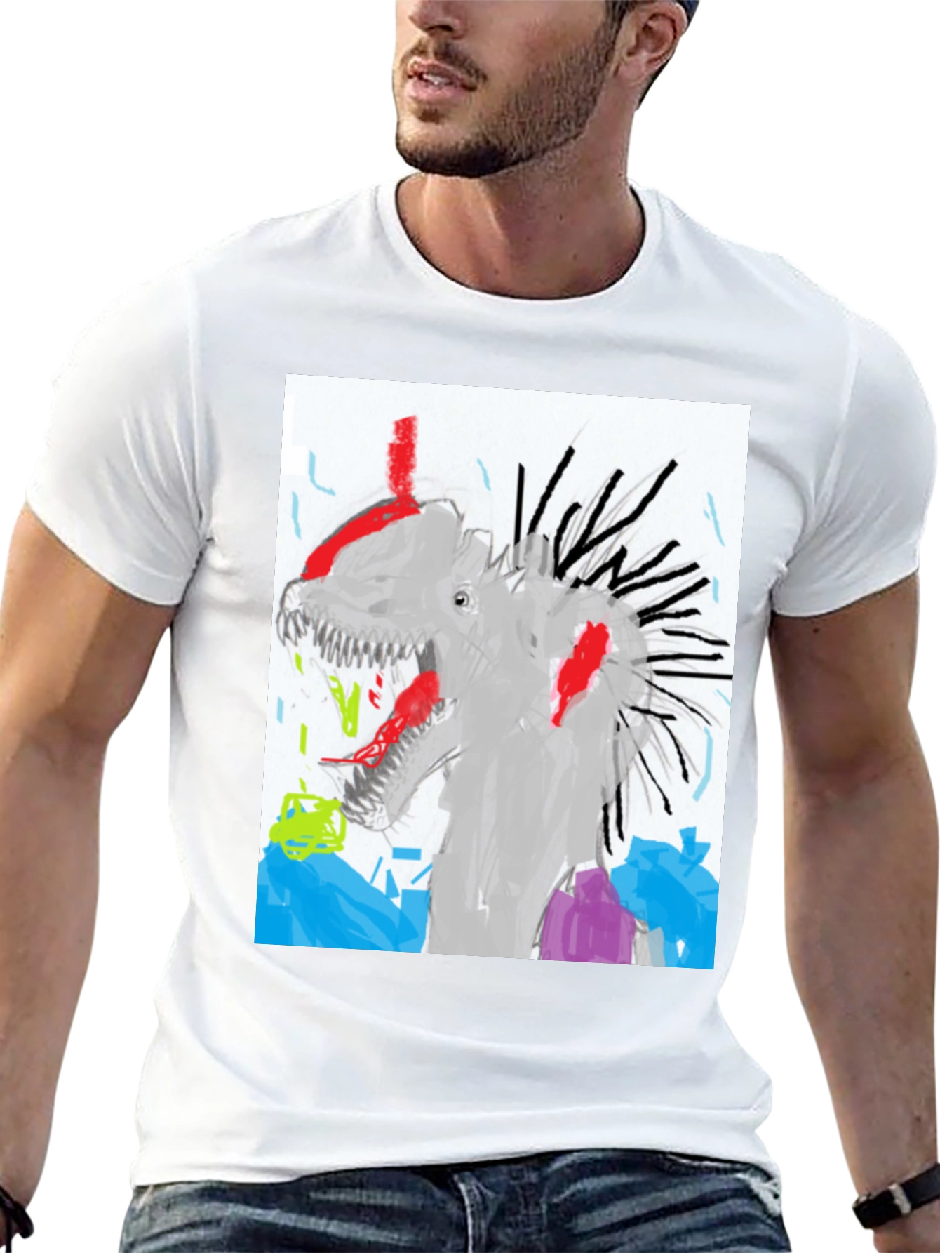 Dino Graphic T-Shirt - Unique Artistic Design