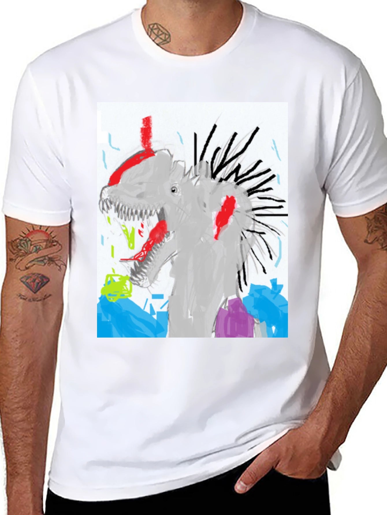 Dino Graphic T-Shirt - Unique Artistic Design