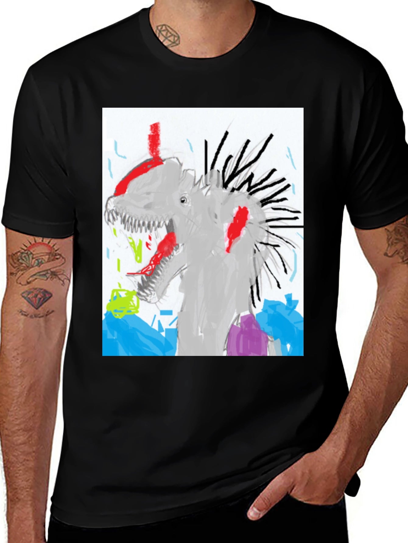 Dino Graphic T-Shirt - Unique Artistic Design