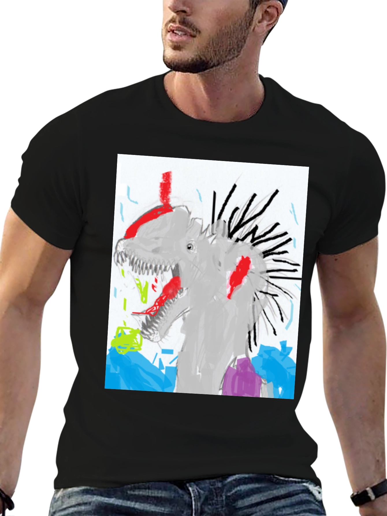 Dino Graphic T-Shirt - Unique Artistic Design